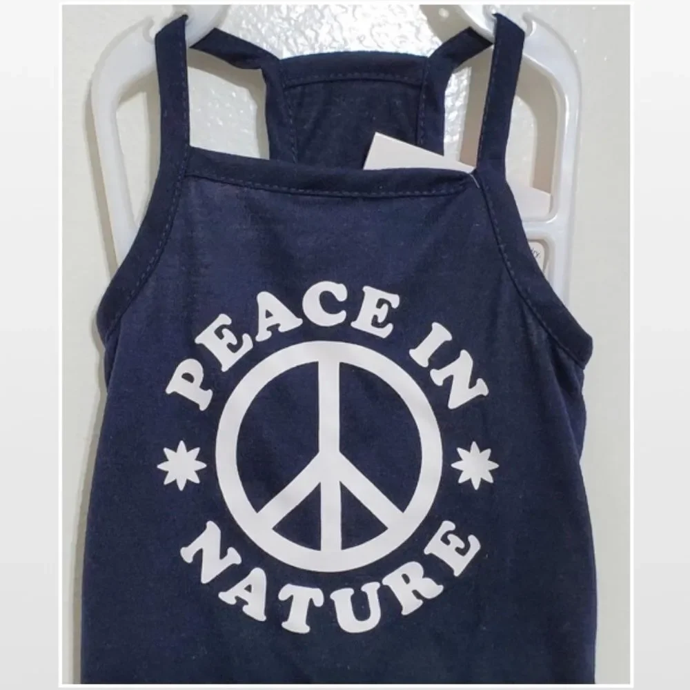 New Dress Animal Dog Small Blue White Yellow Flowers Peace Nature NWT